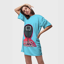 Футболка женская длинная Squid game квадрат - Игра в кальмара, цвет: 3D-принт — фото 2