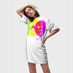 Футболка женская длинная Призраки Хэллоуина полиэстер, цвет: 3D-принт — фото 2