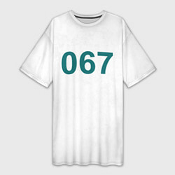 Футболка женская длинная ИГРА В КАЛЬМАРА, ИГРОК 067, Кан Сэ Бёк, Чон Хо Ён, цвет: 3D-принт