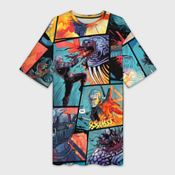 Женская длинная футболка Ведьмак The Witcher комикс