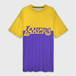 Футболка женская длинная KobeBryant Los Angeles Lakers,, цвет: 3D-принт
