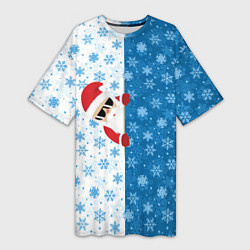 Женская длинная футболка С Новым Годом дед мороз