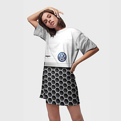 Футболка женская длинная Volkswagen Стальная решетка, цвет: 3D-принт — фото 2