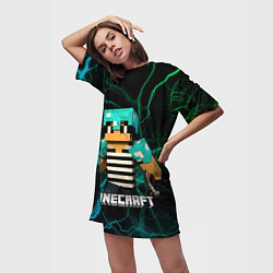 Футболка женская длинная Minecraft молнии, цвет: 3D-принт — фото 2