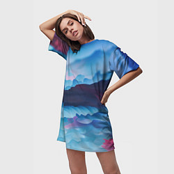 Футболка женская длинная Грозовые мазки, цвет: 3D-принт — фото 2