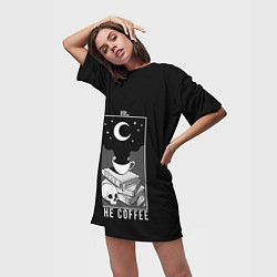 Футболка женская длинная The Coffee Occult, цвет: 3D-принт — фото 2