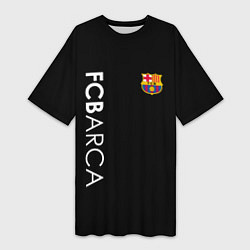 Футболка женская длинная FC BARCA BLACK STYLE, цвет: 3D-принт