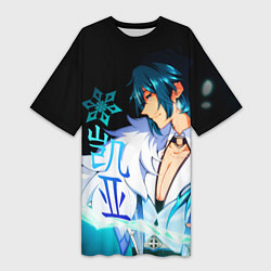 Футболка женская длинная Genshin Impact - Кэйа, цвет: 3D-принт