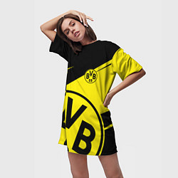 Футболка женская длинная BORUSSIA BVB 09 LOGO, цвет: 3D-принт — фото 2