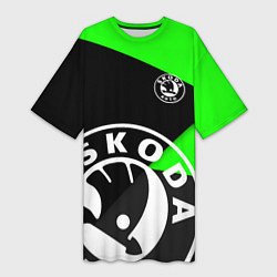 Женская длинная футболка SKODA GEOMETRY SPORT GREEN
