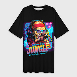 Футболка женская длинная Predator in the jungle, цвет: 3D-принт