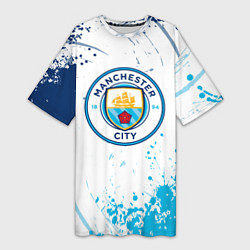 Футболка женская длинная Manchester City - Футбольный клуб, цвет: 3D-принт
