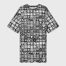 Женская длинная футболка Geometry Dash: BW Pattern