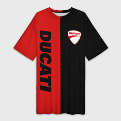 Футболка женская длинная DUCATI BLACK RED BACKGROUND, цвет: 3D-принт