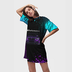 Футболка женская длинная BMW M4 PERFORMANCE, цвет: 3D-принт — фото 2