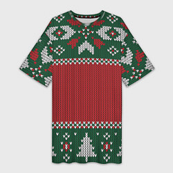 Женская длинная футболка Knitted Christmas Pattern