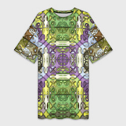 Женская длинная футболка Коллекция Фрактальная мозаика Фиолетово-зеленый