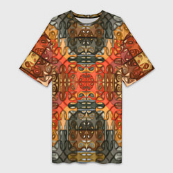 Женская длинная футболка Коллекция Фрактальная мозаика Оранжевый