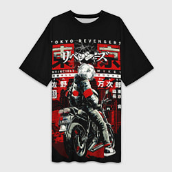 Женская длинная футболка Непобедимый Майки на байке токийские мстители