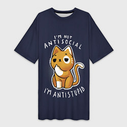 Женская длинная футболка I am not antisocial, I AM ANTISTUPID
