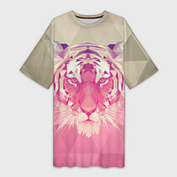 Женская длинная футболка Тигр лоу поли