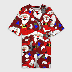 Женская длинная футболка Толпа Дедов Морозов