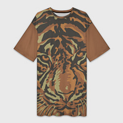 Женская длинная футболка Морда тигра на весь экран