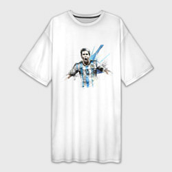 Футболка женская длинная Messi Argentina Team, цвет: 3D-принт