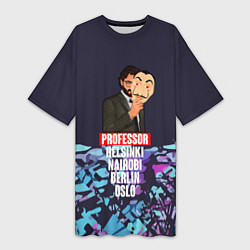 Женская длинная футболка Бумажный дом Профессор с маской