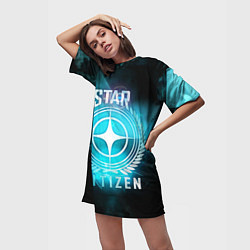 Футболка женская длинная Star Citizen spaceship, цвет: 3D-принт — фото 2