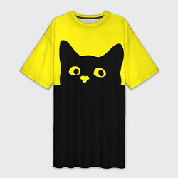 Женская длинная футболка Котик голова кота