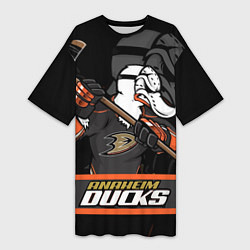 Футболка женская длинная Анахайм Дакс, Anaheim Ducks, цвет: 3D-принт