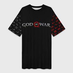 Женская длинная футболка GOD OF WAR LOGO, РУНЫ
