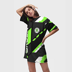 Футболка женская длинная ШКОДА ГЕОМЕТРИЯ ЛИНИИ SKODA GEOMETRY SPORT, цвет: 3D-принт — фото 2