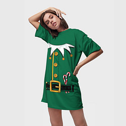 Футболка женская длинная Christmas Elf Outfit, цвет: 3D-принт — фото 2