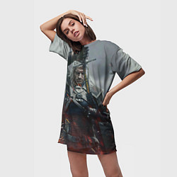 Футболка женская длинная ВЕДЬМАК СЕРИАЛ ДИКАЯ ОХОТА, цвет: 3D-принт — фото 2