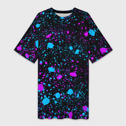 Женская длинная футболка Брызги неоновые ярких красок