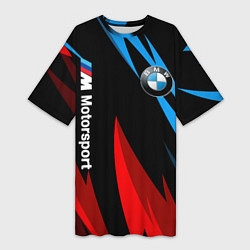 Футболка женская длинная BMW Логотип Узор, цвет: 3D-принт