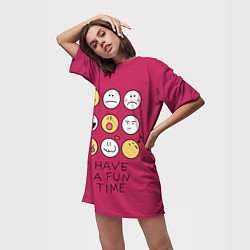 Футболка женская длинная Have a fun time веселись, цвет: 3D-принт — фото 2