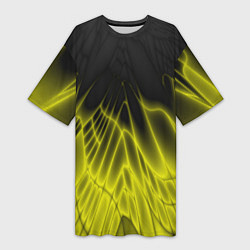 Женская длинная футболка Коллекция Rays Лучи Желтый и черный Абстракция 662