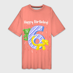 Женская длинная футболка Шестой день рождения