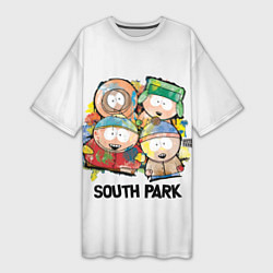 Футболка женская длинная South Park - Южный парк краски, цвет: 3D-принт