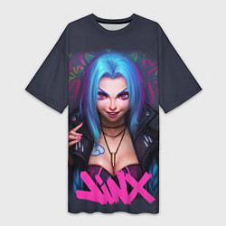 Футболка женская длинная League Of Legends ARCANE JINX, цвет: 3D-принт