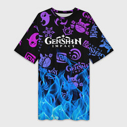 Женская длинная футболка Стихия Genshin Impact Fire