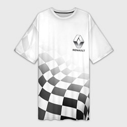 Женская длинная футболка Renault, Рено Финишный флаг