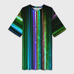 Женская длинная футболка Свет неоновой радуги