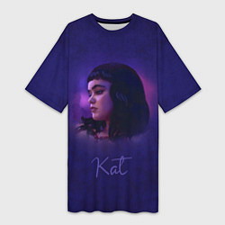 Футболка женская длинная Kat, цвет: 3D-принт