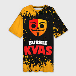 Женская длинная футболка Bubble Kvas Бабл Квас, логотип