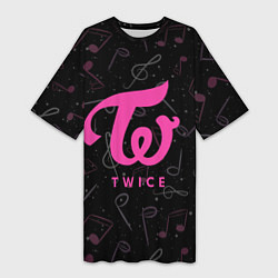 Женская длинная футболка Twice с музыкальным фоном