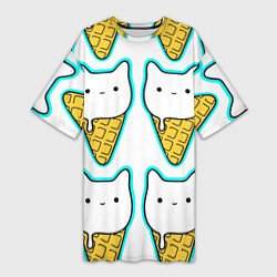Женская длинная футболка Гигантские коты мороженое